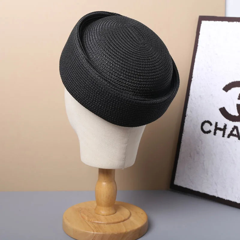 Straw Pillbox Hat  in 4 colors