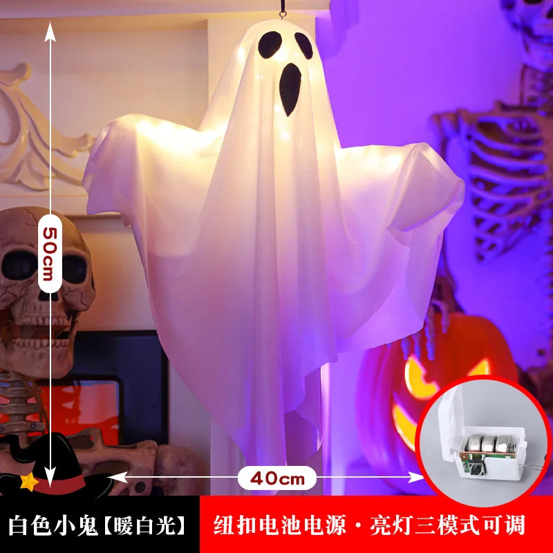Halloween Hanging LED Ghost Light, in Orange or White