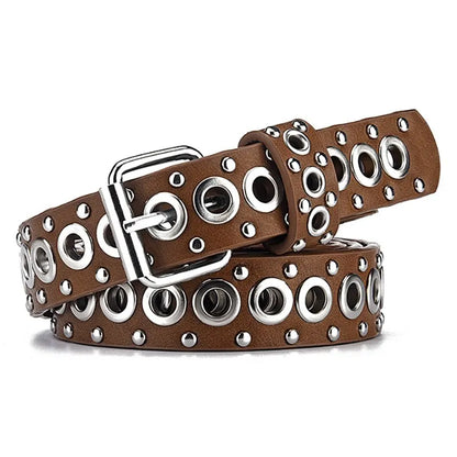 Punk Street Trend Circle Riveted Circles Thin Belt  In 7 Colors. 1.1 Inches wide and 43 Inches Long