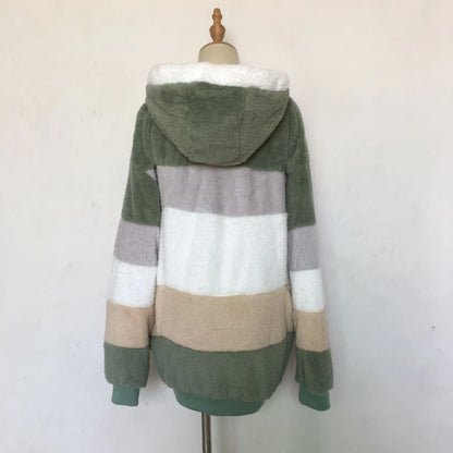 Oversized Warm Plush Jacket with Pockets, Hood, and Zipper Front, Loose, Cozy Fit. comes in 10 Colors