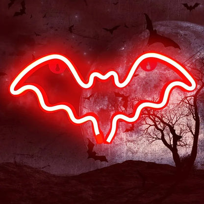 Moon and Bat Halloween Decorative LED Neon Light