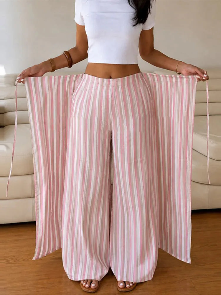 Boho Pallazzo Pants, Adjustable Waist, Wrap Pants, Loose, Floor Length