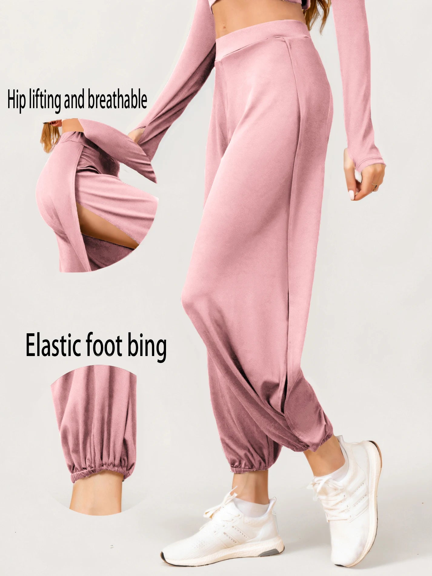 Boho Pants Elastic Waist Women's High Split Hippy Casual Pants, High Waisted