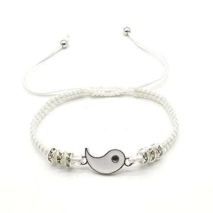 2 PC Black White Tai Chi Bracelet on Adjustable Chain