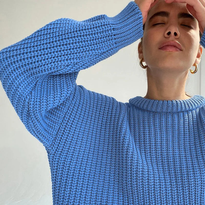 Chunky Knit Oversized Sweater Crew Neck Long Sleeve Loose Casual  Pullover. Comes in 6 colors