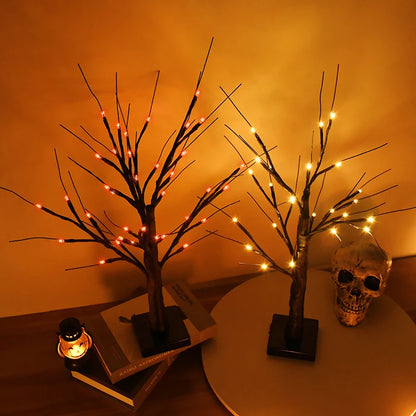 Halloween LED Birch Tree Light for Small Decorations.  Great to dis[play children's handmade Halloween items