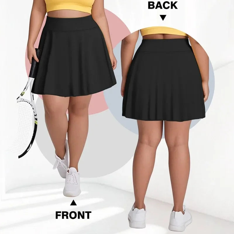 Sizes to 5XL  Pocketed Short Stretchy Knit Skirt, Shorts under Skirt