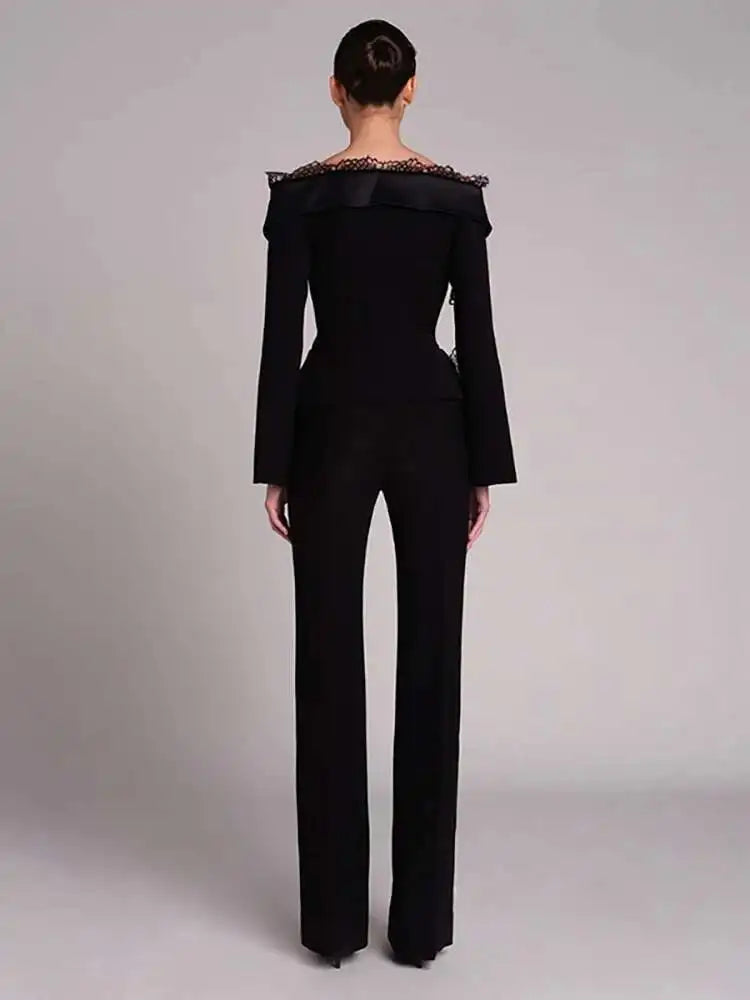 2 Pcs Set Boat Neck Long Lace Slit Sleeves Off the Shoulders Lace Neckline (Can be worn different ways)