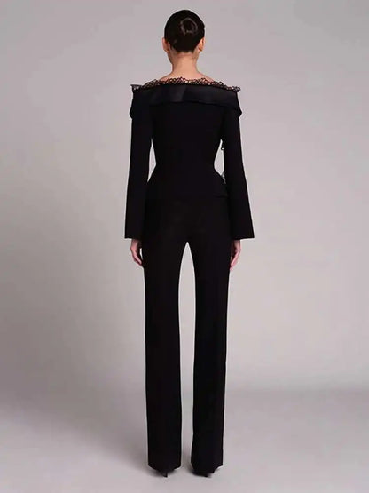 2 Pcs Set Boat Neck Long Lace Slit Sleeves Off the Shoulders Lace Neckline (Can be worn different ways)