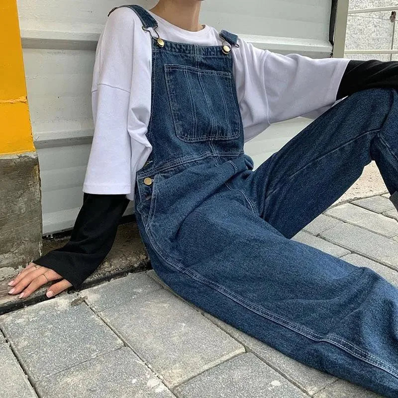 Sizes to 5XL...Retro Denim Overalls, Big Pockets, Loose Denim