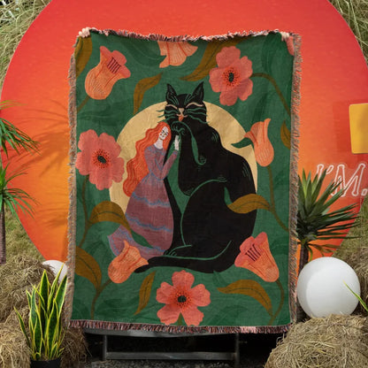 Boho Floral Tapestry, Nordic Plaid Blankets with Fringe. Comes in 10 designs