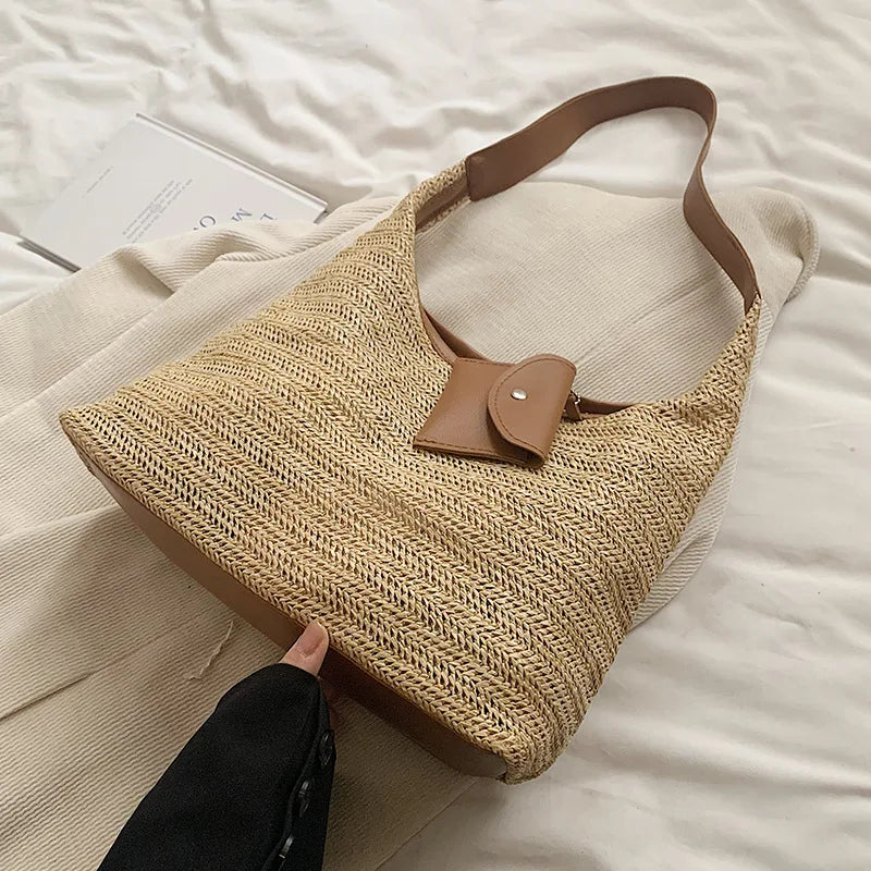 Bohemian Handmade Large Capacity Purse with Faux Leather Strap and small exterior change purse