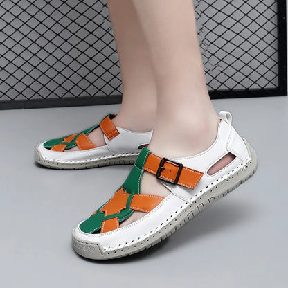 Breathable Romanesque Faux Leather Sandals in various colors