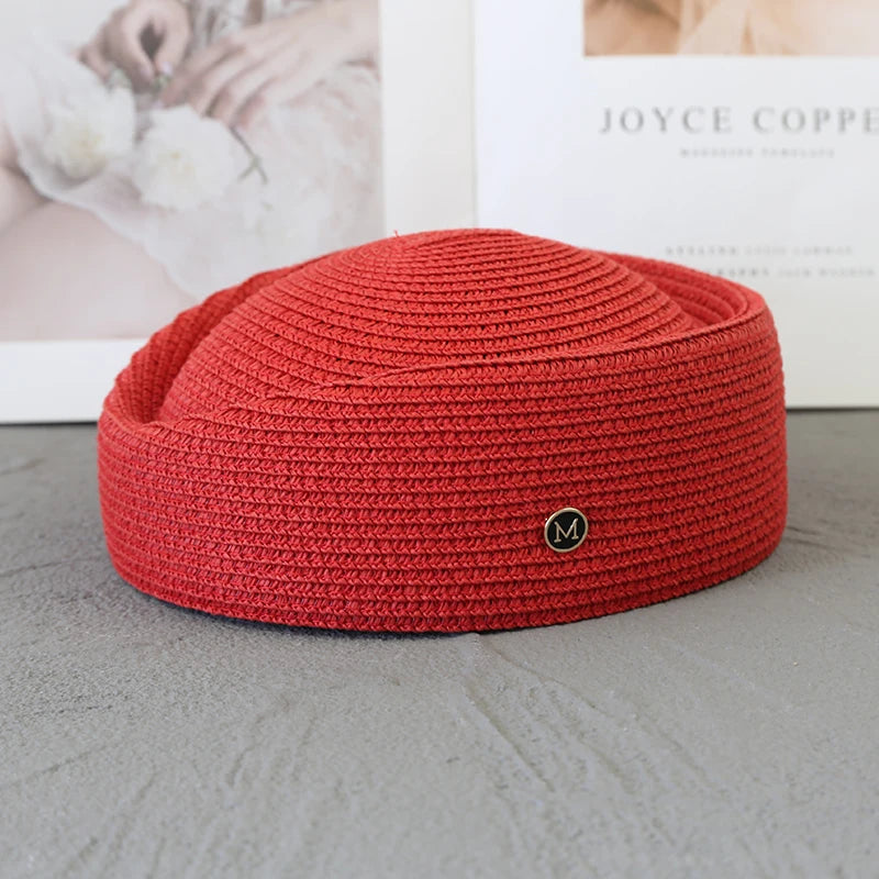 Straw Pillbox Hat  in 4 colors