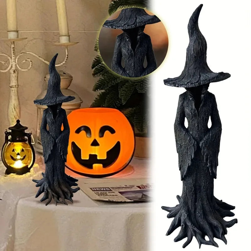 Dark Halloween Resin Witch Statue, Retro Gothic Horror Decor, Collectible Figurine