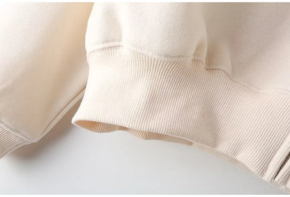 Warm 2 Piece Sweatsuits, Thick Fleece, Zipper Jacket, Batwing Sleeves, Clean Lines
