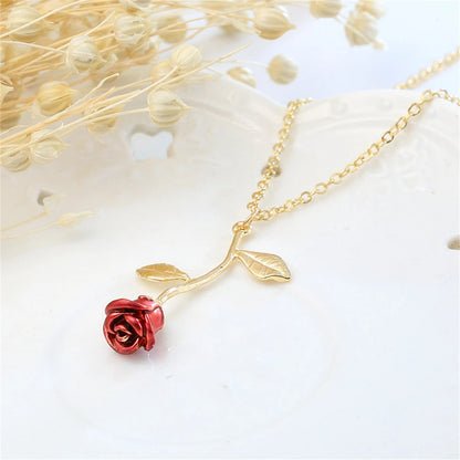 3D Rose Flower Necklace  Unique Gift