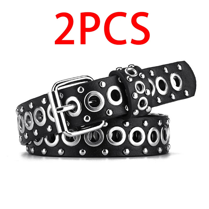 Punk Street Trend Circle Riveted Circles Thin Belt  In 7 Colors. 1.1 Inches wide and 43 Inches Long
