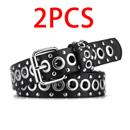 Punk Street Trend Circle Riveted Circles Thin Belt  In 7 Colors. 1.1 Inches wide and 43 Inches Long