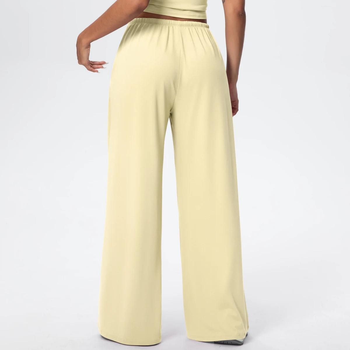 Quick Drying Wide Leg Yoga Pants Loose High Waist With Pockets and drawstring
