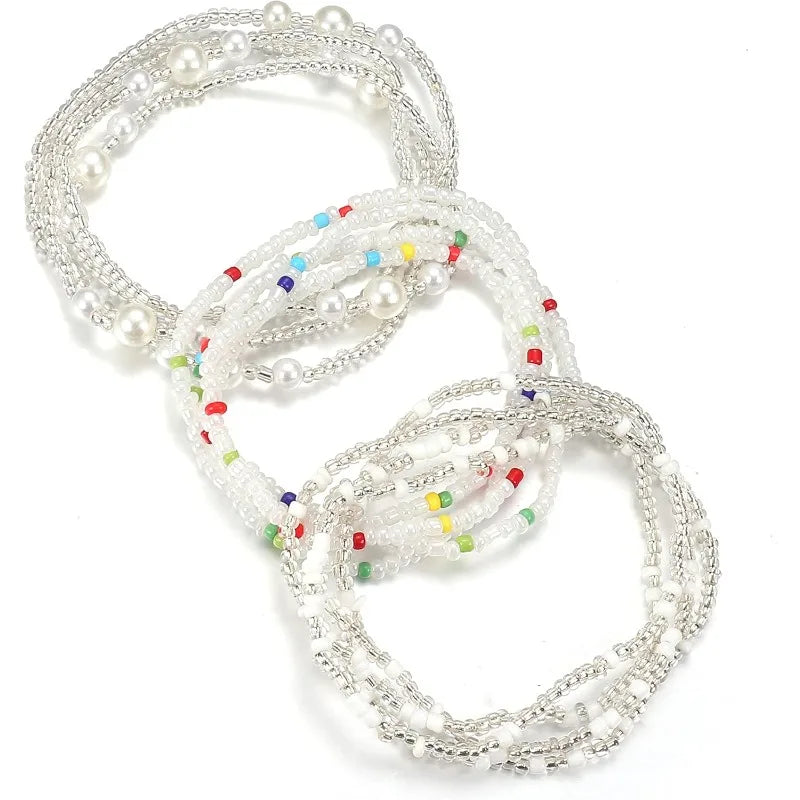 3 Piece Set of Waist Beads for low-rise pants or bikini wear. 10 different set colors to choose from