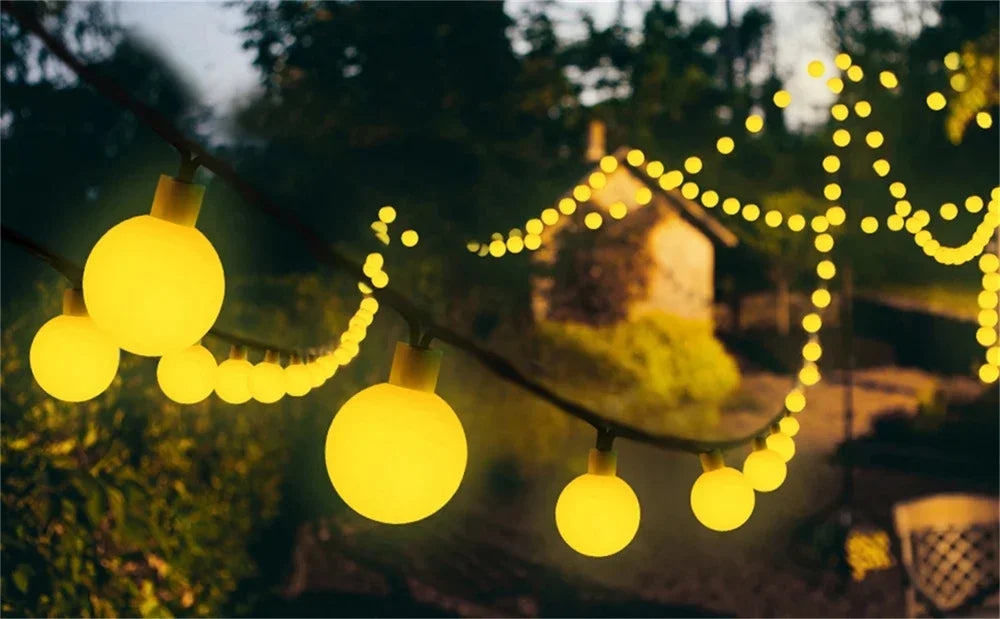 Frosted Globe Solar String Lights 100 LED IP65 Outdoor Fairy Lights