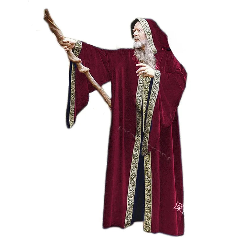 Medieval Wizard Cloak, Adult Hooded (Cane not Included)