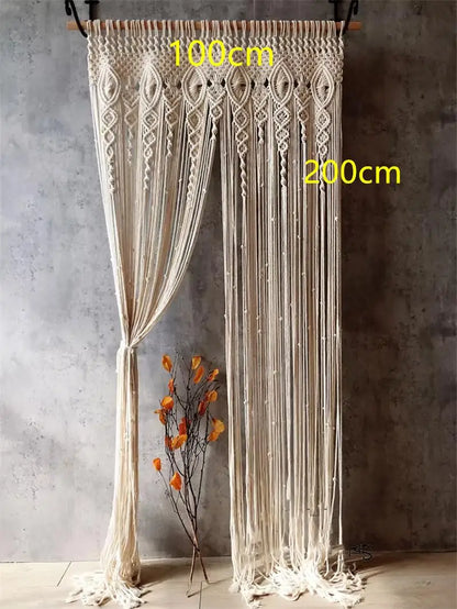 Hand-woven Macrame Cotton Tapestry Curtain, Wall Hanging Art Tapestry, Boho Decoration, Bohemian Wedding Backdrop Tapestry
