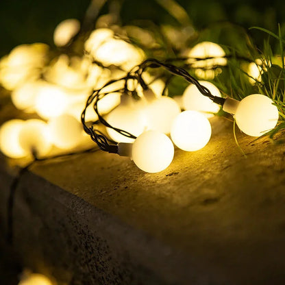 Frosted Globe Solar String Lights 100 LED IP65 Outdoor Fairy Lights