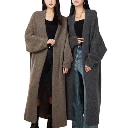 Mid-Calf Length, Long Sleeves, Oversized Course Knit Sweater, Loose Fit