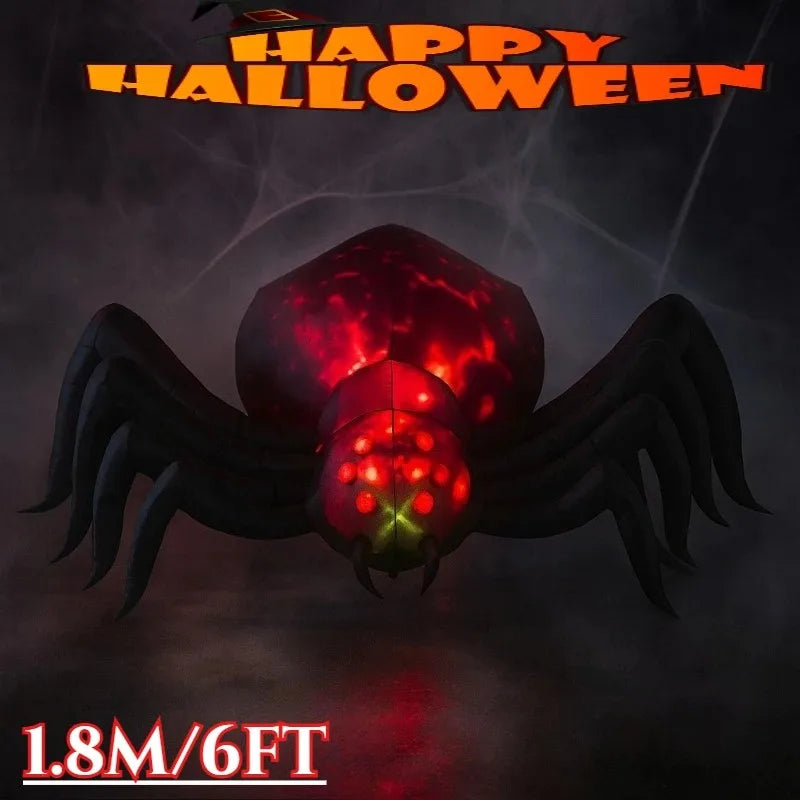 6FT Inflatable Halloween Shadowstalker Spider, Built-in LED Lights, Fan, Stakes, and Rope