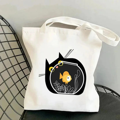 Life Is Better with Cats Canvas Tote Bag, Handbag. USE THIS AS THE GIFT OR TO HOLD THE GIFT---WHY USE PAPER?