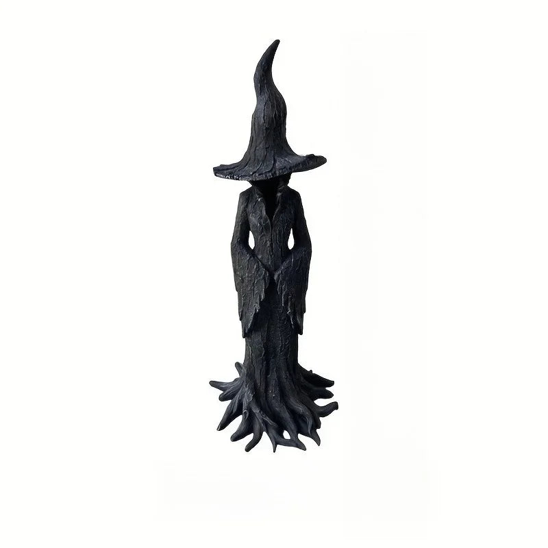 Dark Halloween Resin Witch Statue, Retro Gothic Horror Decor, Collectible Figurine