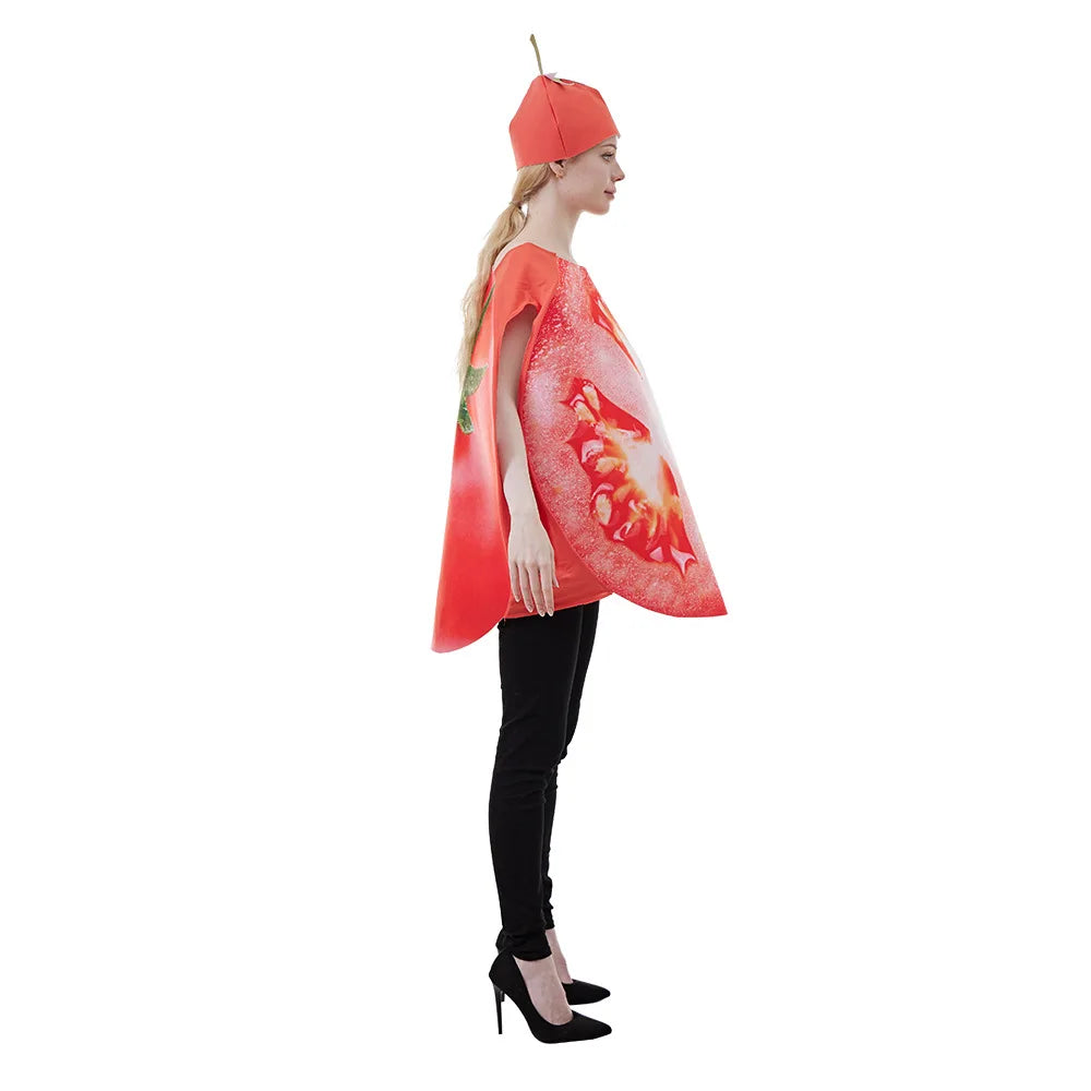 Halloween Funny Cosplay Fruit and Vegetable Costumes, also including grapes, hot pepper, tomato, avocado, and peas!
