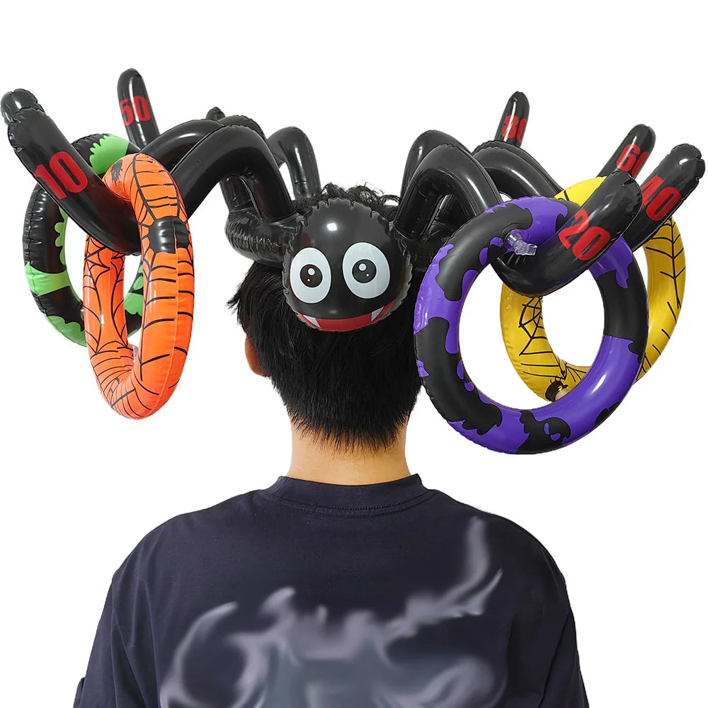 Halloween Theme Inflatable Ring Toss Game Spider Witch Hat Ring Toss Halloween Party Game