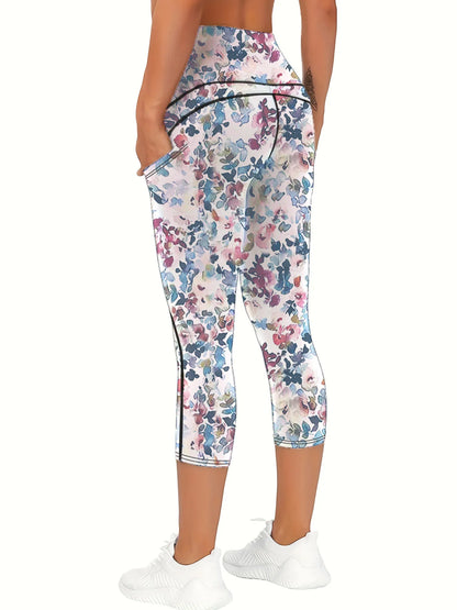 Sizes to 2XL printed yoga pants, Hip-lifting, High-waisted leggings, Casual wear or workout capris