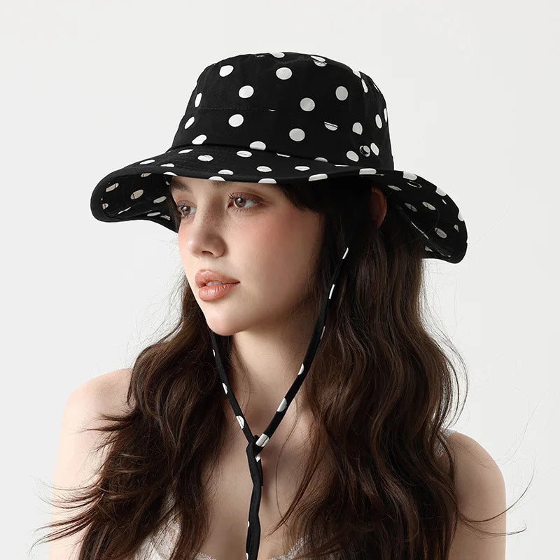 Black Polka Dot Bucket Hats With Big Brim  Also in Black and White checkered
