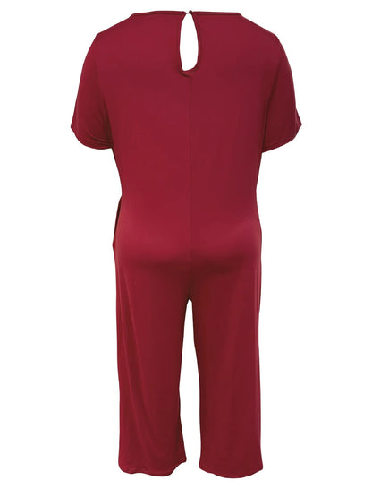 Sizes to 5XL  Jumpsuit, Short Sleeve, U neckline, with pockets. 5 colors