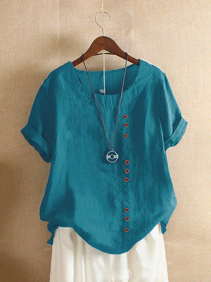Sizes to 5XL Cotton Linen Vintage T-shirt Casual Loose Long Shirts with rolled sleeves.