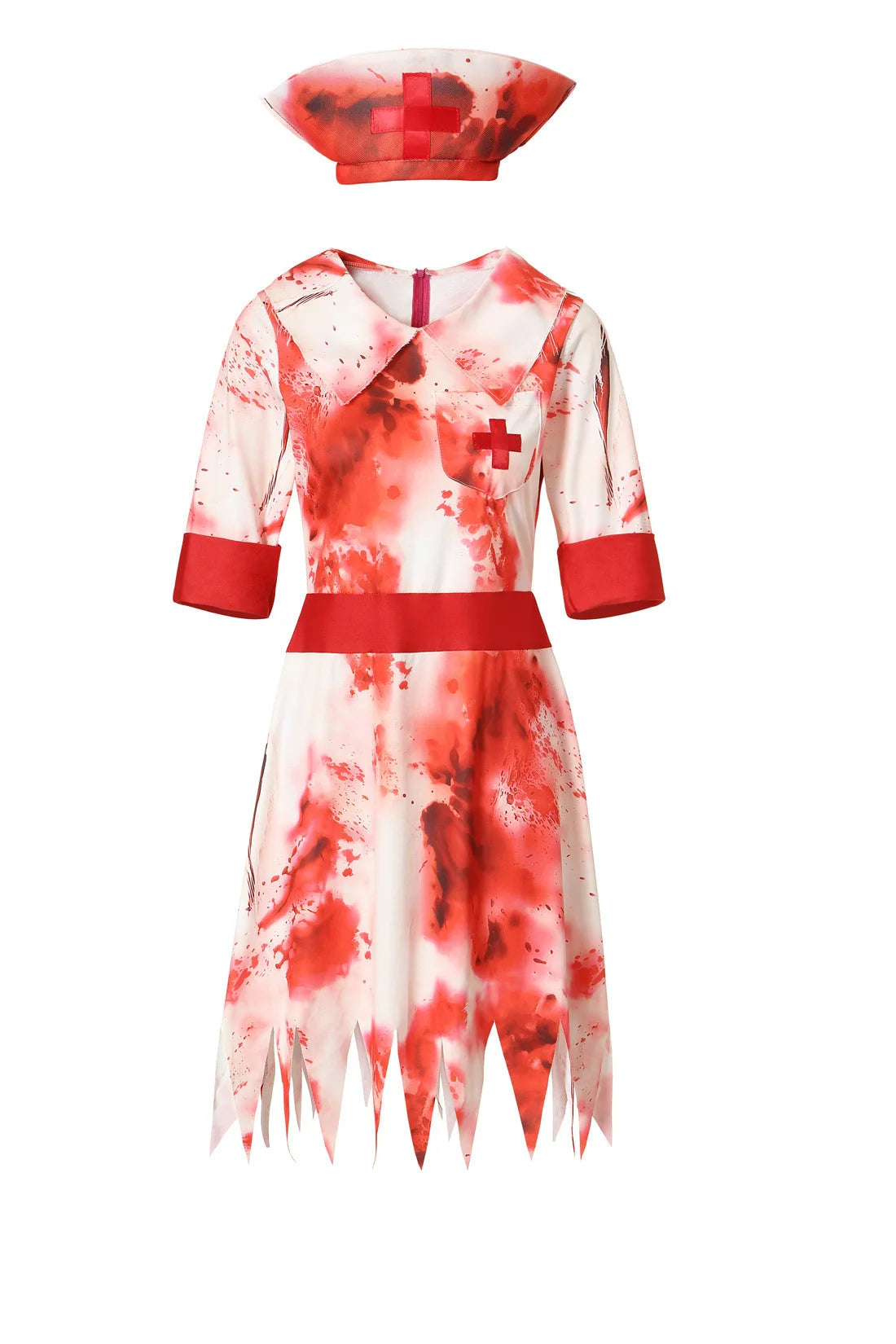 Halloween Scary Nurse Costumes Adult, Horror Bloody Printed Nurse Costume