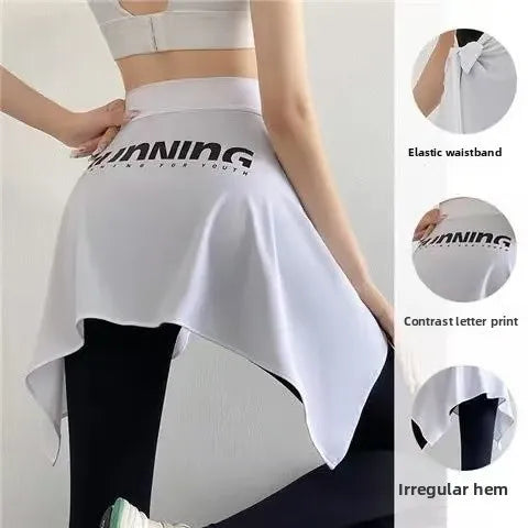 Sporty Street Style with Ruffle and Bow Tie Asymmetrical Hankie Hemline Elastic Waist, Plaid Patterned Skirt--Sizes 58 Centimeter Waist