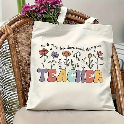 Retro Teacher Canvas Tote Bag "JOY! TEACHERS Change The World" A GREAT GIFT BAG TO PUT YOUR TEACHER'S GIFT IN!!!