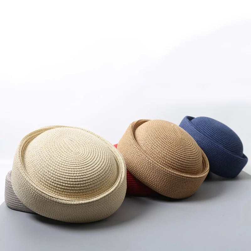 Straw Pillbox Hat  in 4 colors