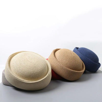 Straw Pillbox Hat  in 4 colors