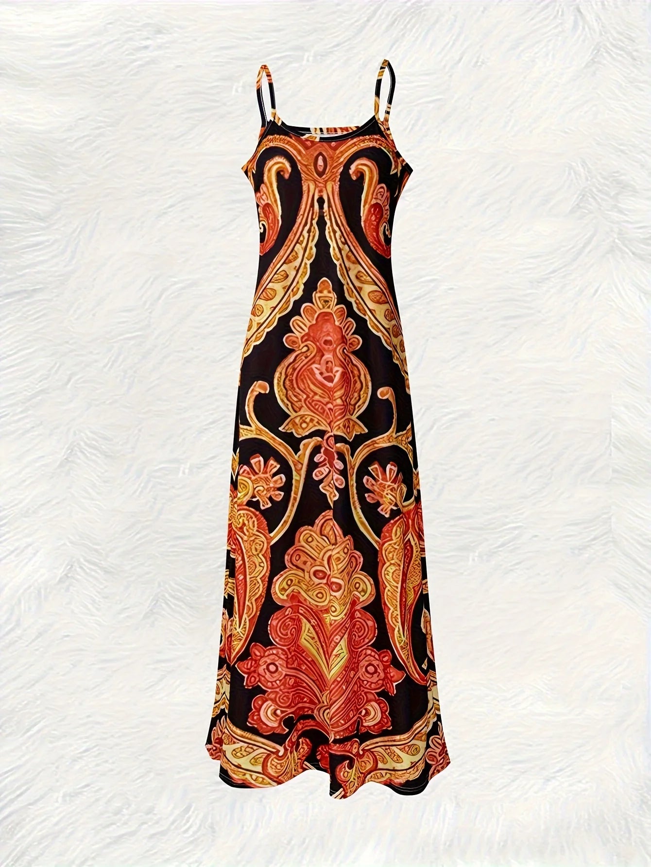 Boho Paisley Halter Neck Sleeveless Maxi Dress