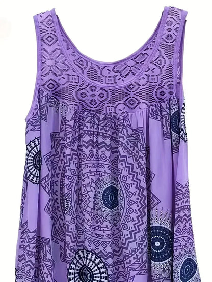 Sizes 1XL-8XL Women's Lace Panel Tank Dress, Sleeveless, Casual  and Comfy