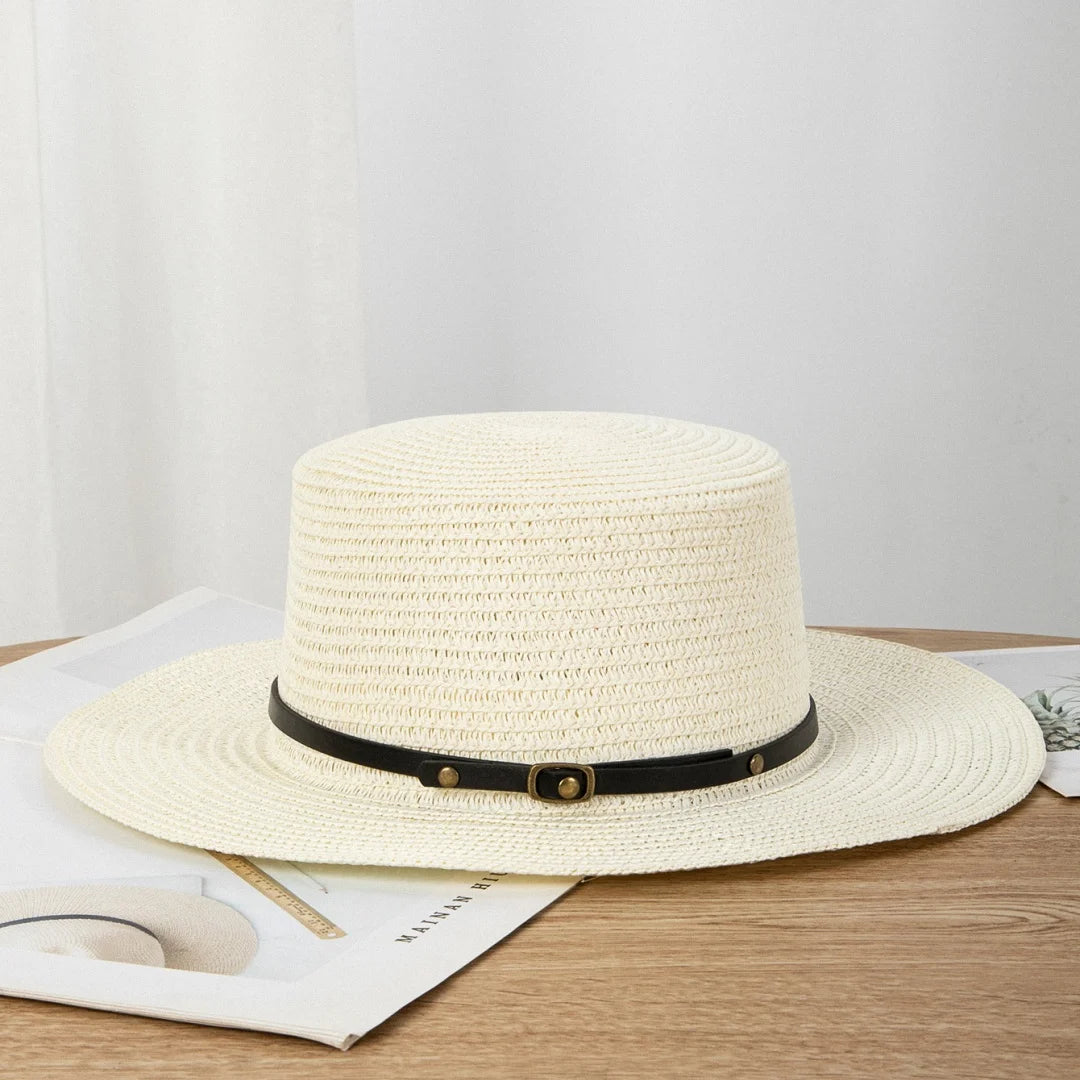 Summer Wide Brim Panama Hat, Unisex, Belted Brim, Sunshade