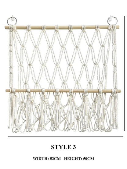 Boho Hand-woven Storage Hammock Rack Ideal for Children's Room Plush Toy Storage Display Shelf Home Decor Organizer Mesh Wall Art Tapestry