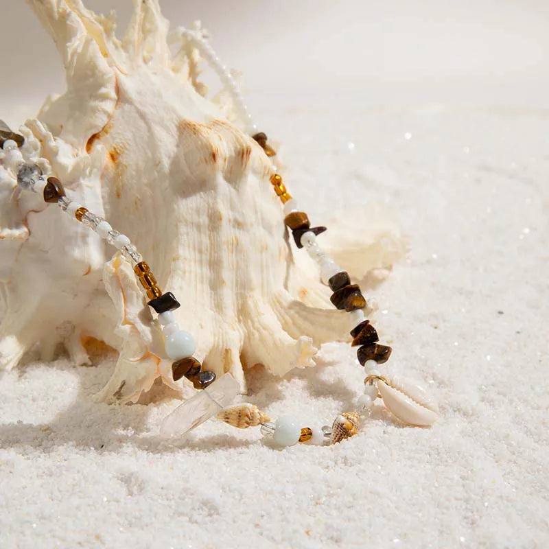 Bohemian Beaded Conch Shell Waist Chain Irregular Rice Beaded Body Chain