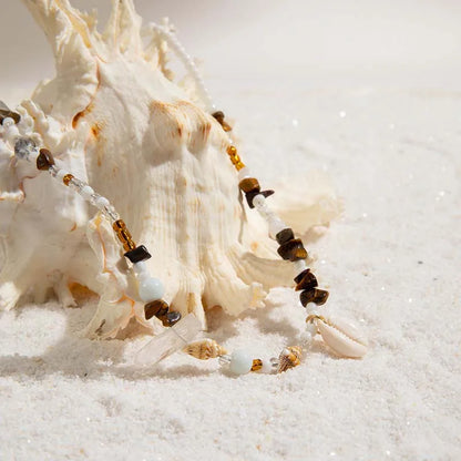 Bohemian Beaded Conch Shell Waist Chain Irregular Rice Beaded Body Chain